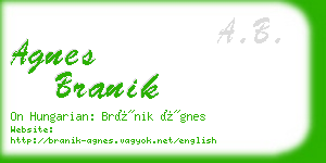 agnes branik business card